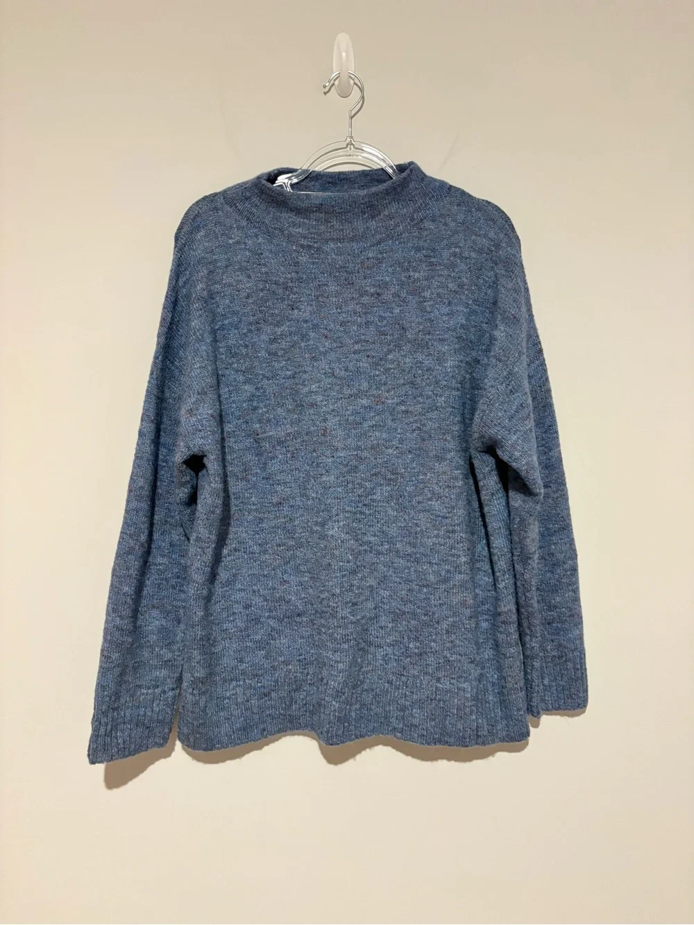 Well Worn wool blend Mock Neck Hi-Low Nep Yarn Sweater blue size medium‎